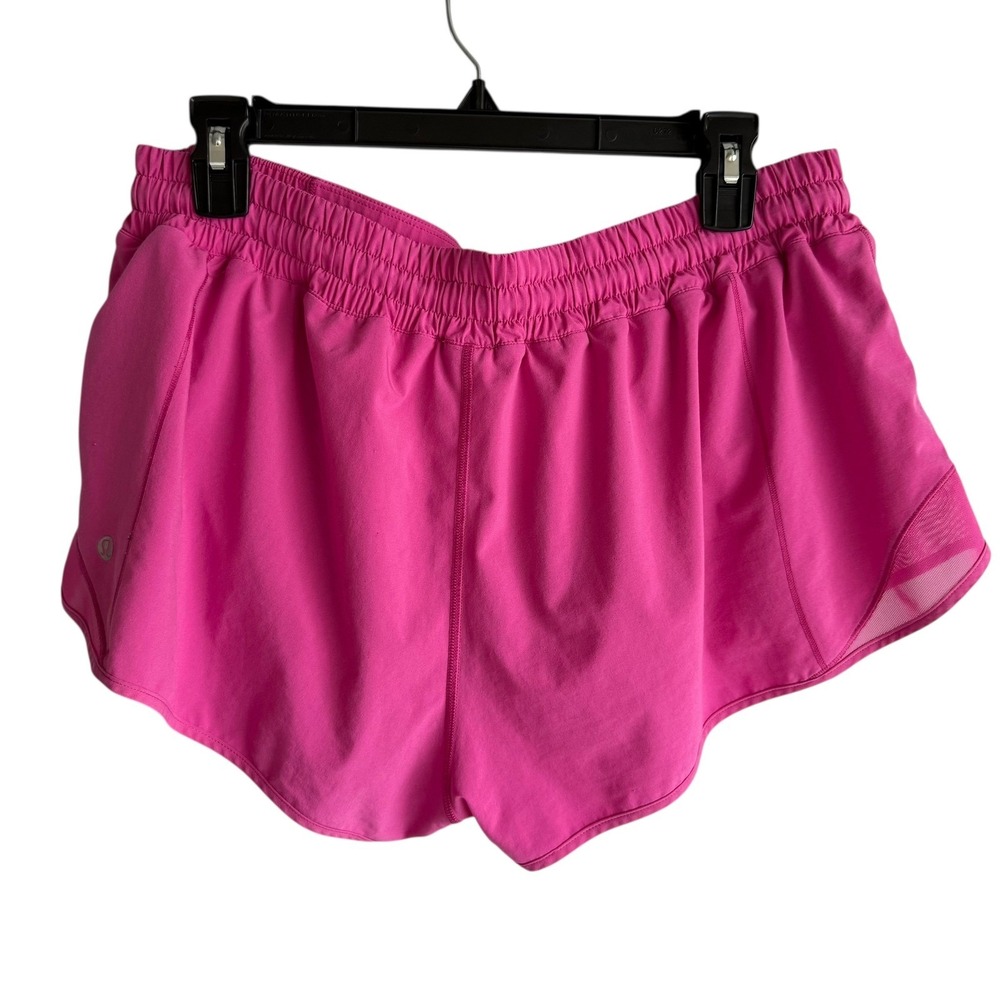 LULULEMON Dark Pink Hotty Hot Low -Rise Lined Ladies Gym Athletic Shorts, 14 - Picture 2 of 7